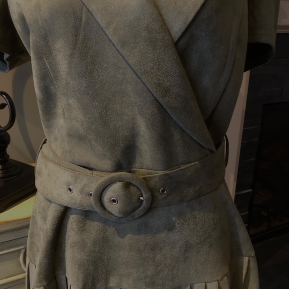 Elizabeth & Nicole Olive Belted Mini Dress with Pleats Size S - Picture 3 of 8